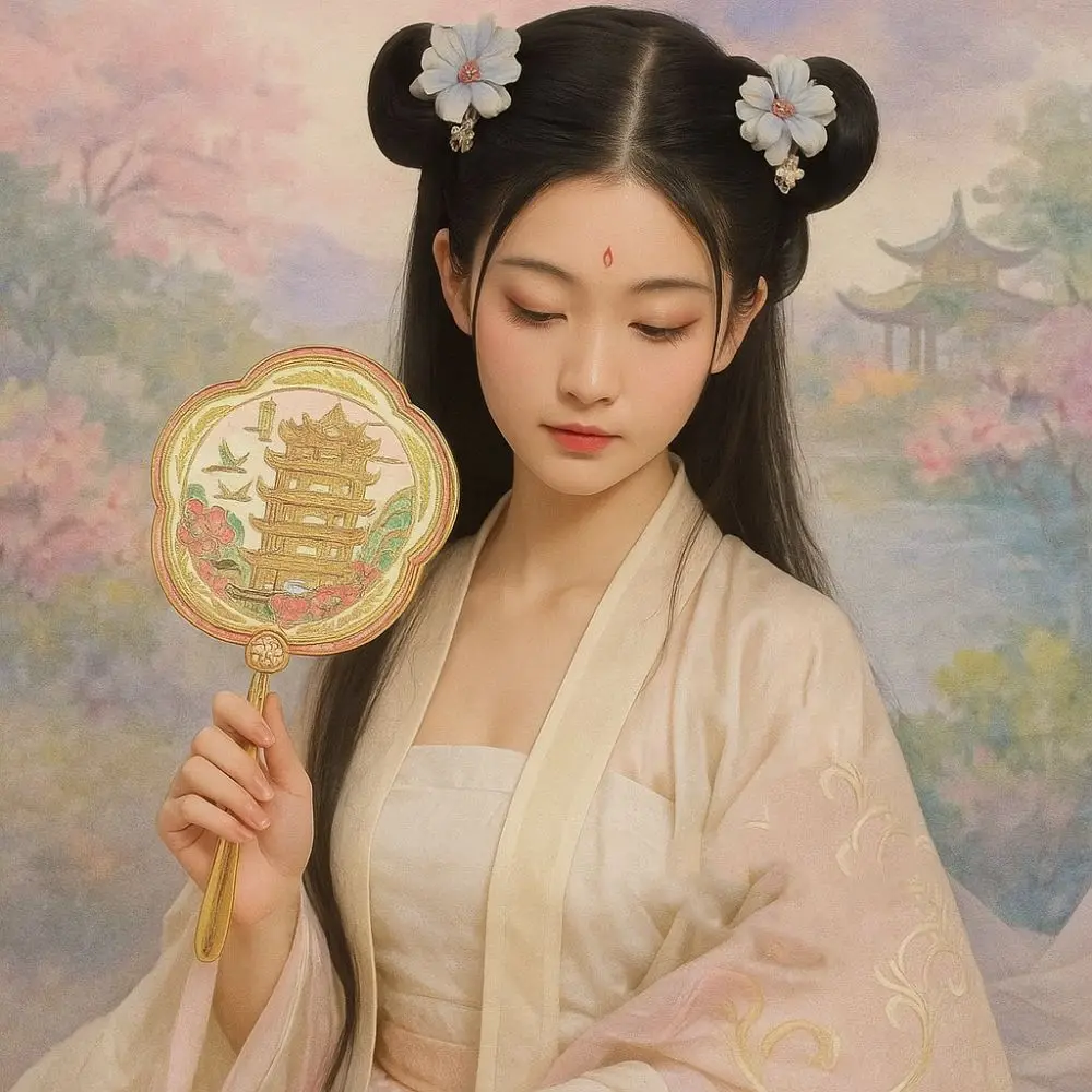 Exquisite Portable Handheld Makeup Mirror Round Metal Cultural Creative Mirror With Handle Ancient Style Mirror Beauty Tool