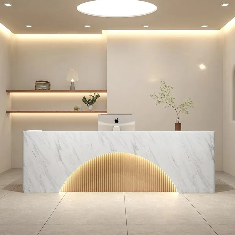 Custom Modern Commercial Office Front Reception Desk Checkout Counters Glitter Nail Salon Reception Desk Checkout Counters