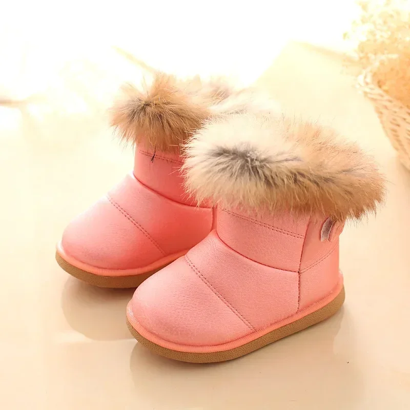 Children Winter Warm Boots New Girls Princess Shoes Anti-slip Soft Sole High Top Boots Kids Casual Waterproof Thick Bottom Boots