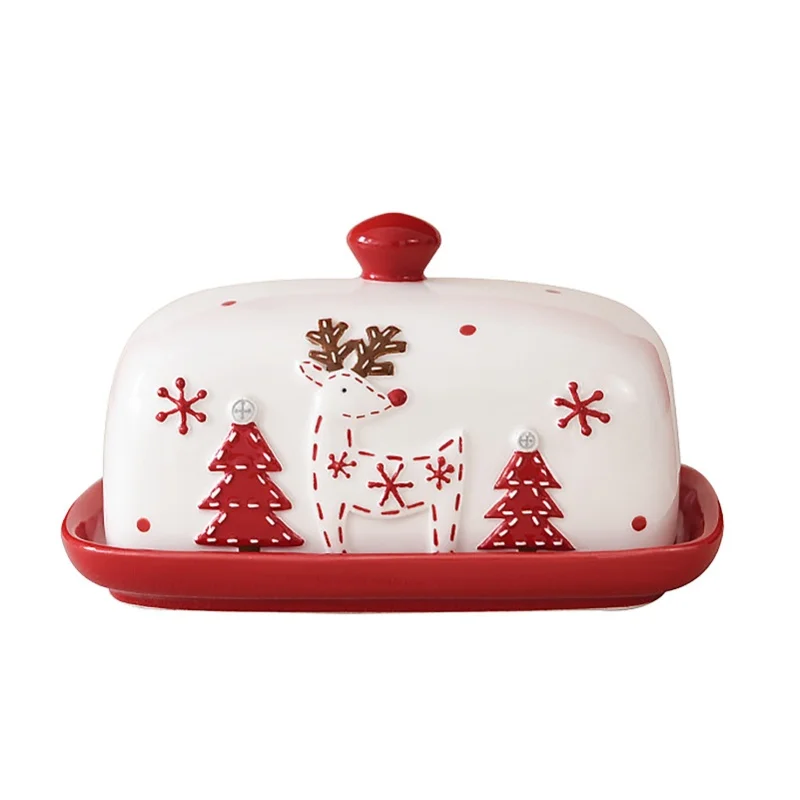 

Santa Claus Ceramic Butter Dish Decorative Dessert Plate Dessert Plate Tableware Butter Plate