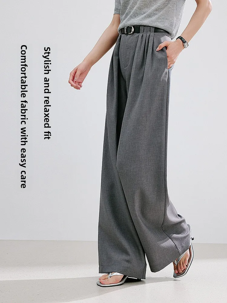 ay Pantaloni a gamba larga Pantaloni casual Pantaloni larghi da donna Estate 2025 Faion Pantaloni lunghi comodi Coreano a vita alta Polye...