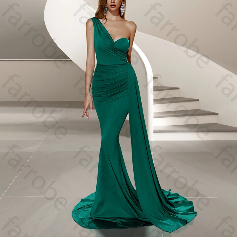 فساتين أم العروس أنيقة بكتف واحد بدون أكمام فستان المشاهير مطوي رائع عالي الجودة للحفلات الراقصة حسب الطلب