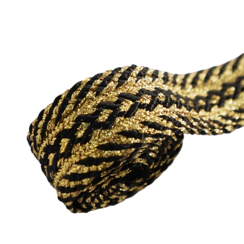 Gold Wire Braided Ribbon, DIY Clothing Accessories, Shoes and Hats Decoration Materials, Ethnic Style, YDD084, 1 PIECE