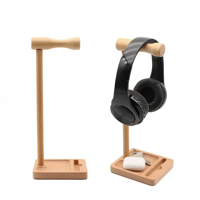 Soporte de madera para auriculares AirpodsMax, soporte de madera hecho a mano para auriculares, almacenamiento de escritorio con pantalla de auriculares Sony de madera perlada