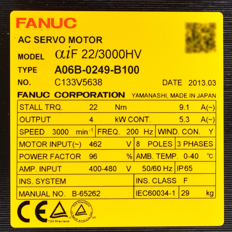 A06B-0249-B100 Factory Automation Spares Reliable Servo Motor Optimized for  Parts PLC PAC & Dedicated Controllers