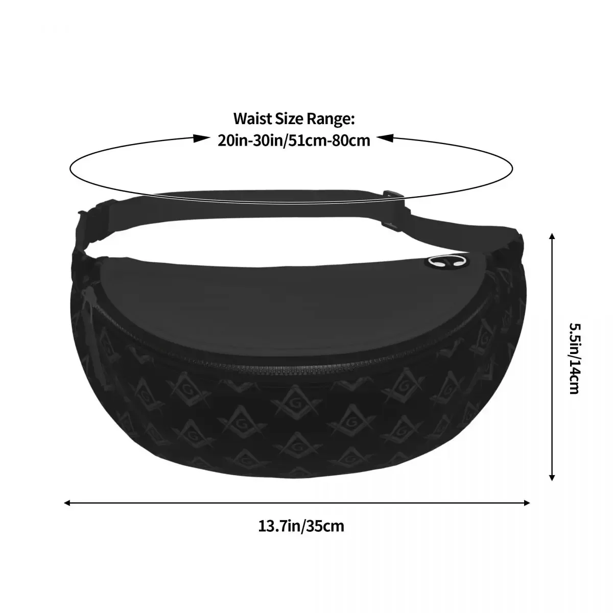 Maçom maçônico padrão Fanny Pack para homens e mulheres, saco de cintura, crossbody, legal, saco de cintura, viagem, telefone Money Pouch