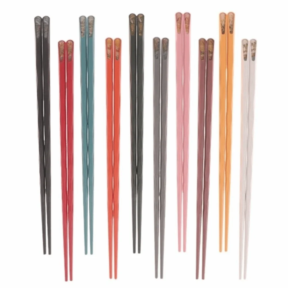 

10Pairs Chinese Style Colourful Chopsticks Set Non-Slip Antifungal Family Chopsticks Set Traditional Food Grade