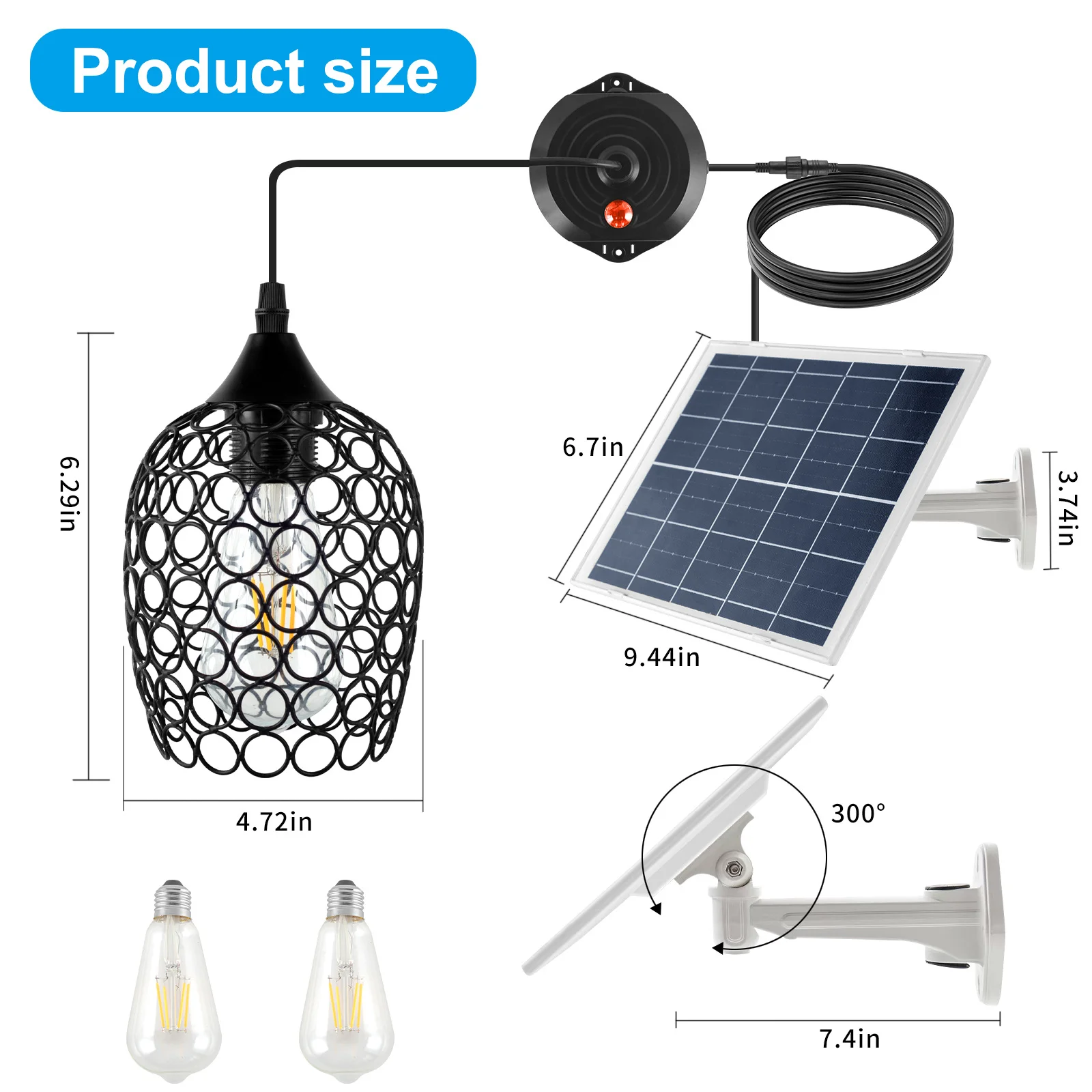 Solar Pendant Lights Outdoor Indoor Solar Shed Light Splitlight Remote Timing Dimmable Solar Lamp for Garage Garden Sunlight