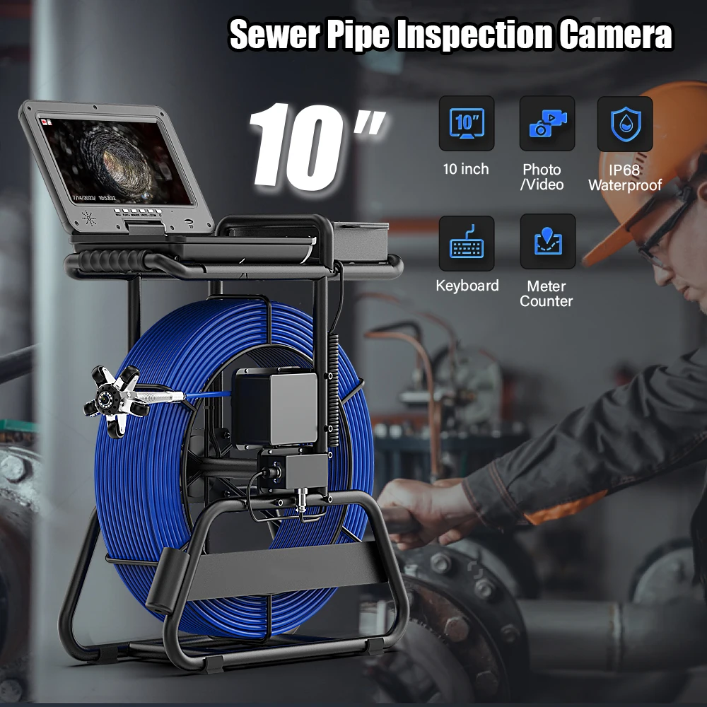 

AHD 1080P Auto Self-Leveling Pipeline Camera 10 IPS 180° Viewing Angle 512Hz Transmitter 50-100M 7mm Brake Cable for Inspection