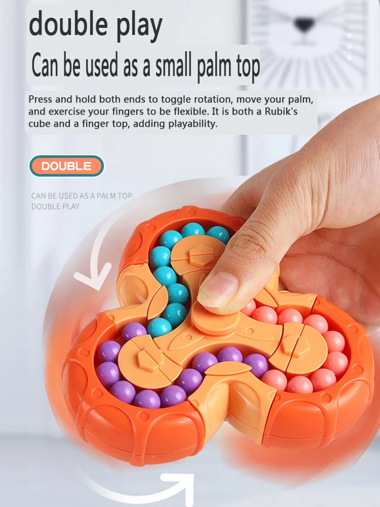 Rotazione a sei lati Fagiolo da dito Intelligenza Giroscopio Antistress Cubo con punta delle dita Apprendimento Disco magico educativo per bambini