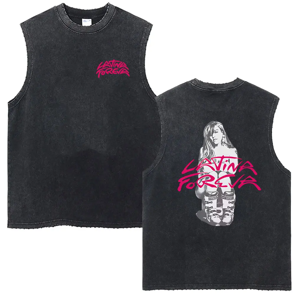 

Hot Karol G Tropicoqueta Latina Foreva 2025 Album Merch Washed Tank Tops Men Women Fashion Oversized Sleeveless Vest Streetwear