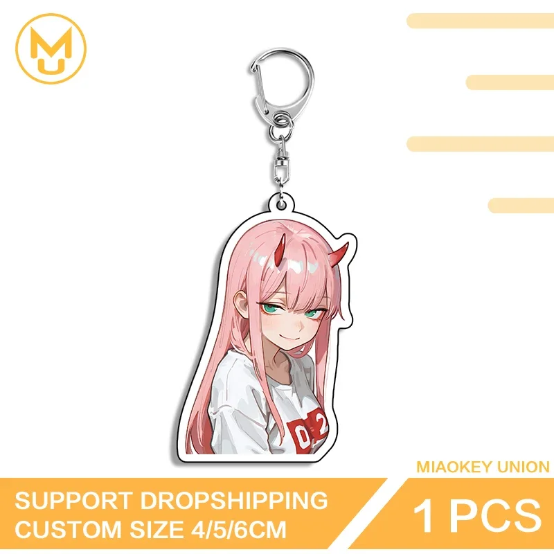 Trendy Zero Two Amusing Beautiful Waifu Personality Unique Glaring Double Sided Keyring Simplicity Adorable Anime Decorations