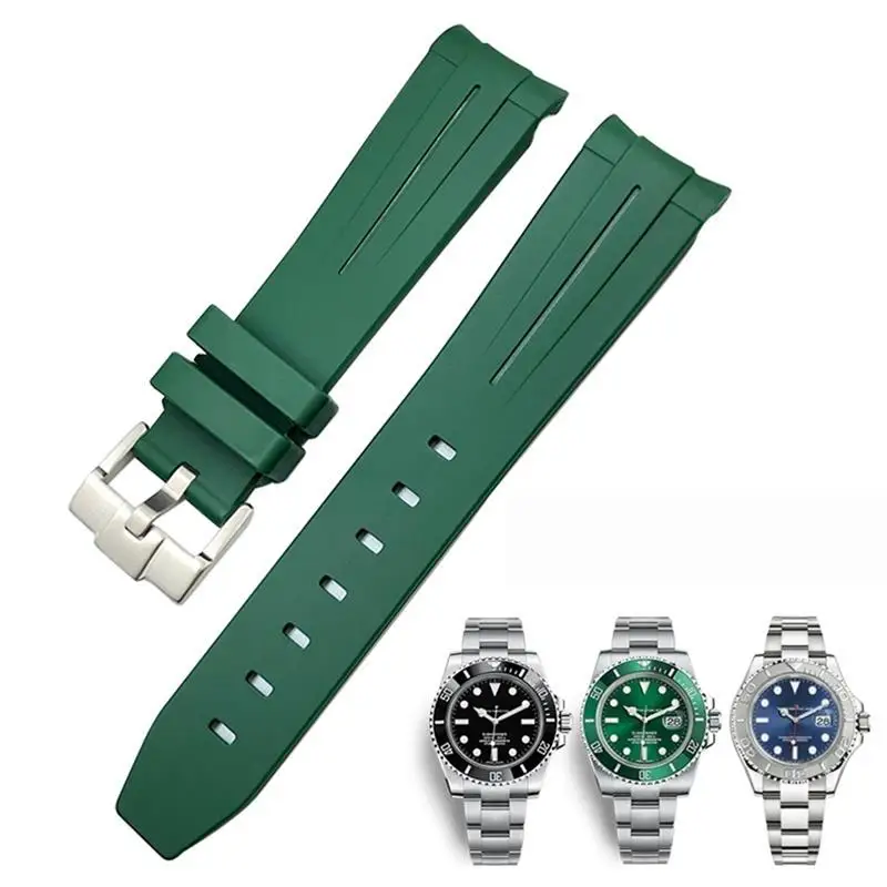 

SCHIK 20mm 21mm 22mm Curved End Rubber Silicone Watchband For Rolex Submariner Daytona Waterproof Watch Strap