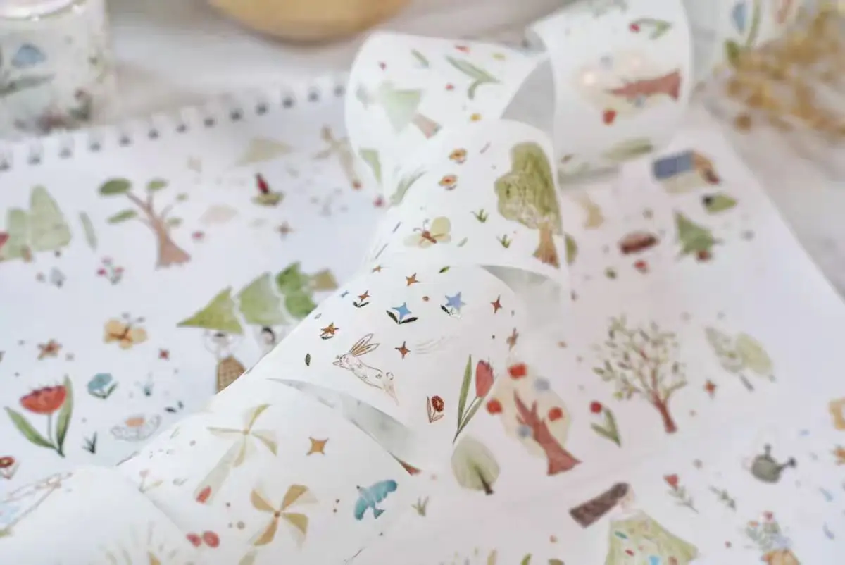 1 Loop 120cm Fairy Forest Flower Girl Matte PET Washi Tape DIY Decor Card Making Scrapbooking Planner Sticker