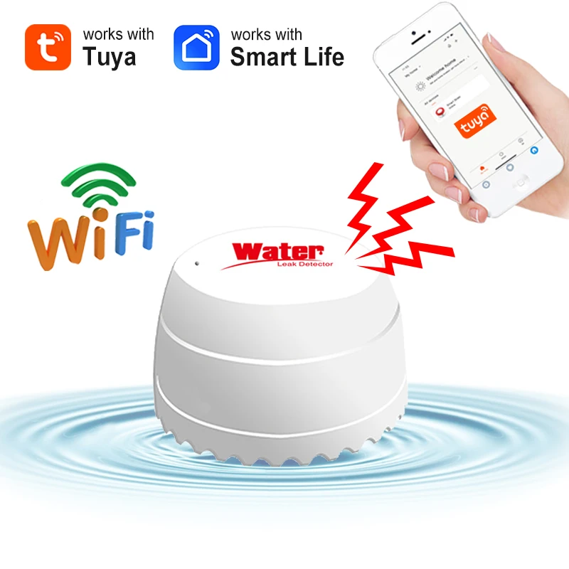 

Tuya WiFi Water Leak Detector Smart Home Wireless Overflow Sensor With Real-Time App Alerts Suitable For Kitchen Bathroom