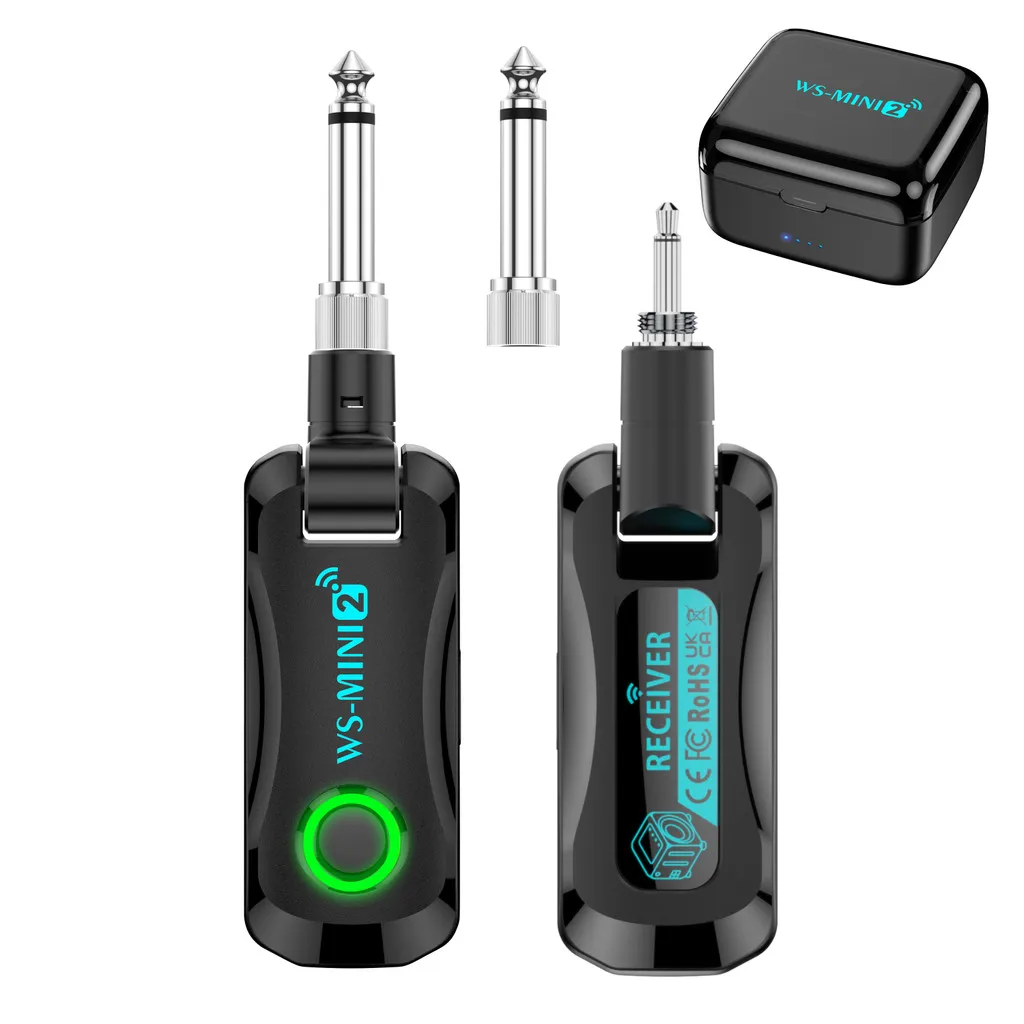 WS-MINI2 2,4 G Wireless Gitarrensystem Tragbares Sender-Empfänger-Set mit Ladefach Audiosystem Plug Play