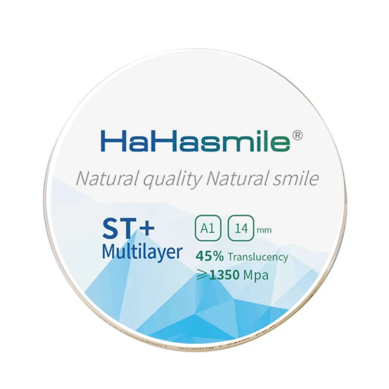 HaHasmile ST+ML 98MM A1 A2 A3 A3.5 A4 Zirkonoxid-Mehrschichtblock-Cad-Cam-Materialien Hochtransluzente Zirkonoxidscheiben