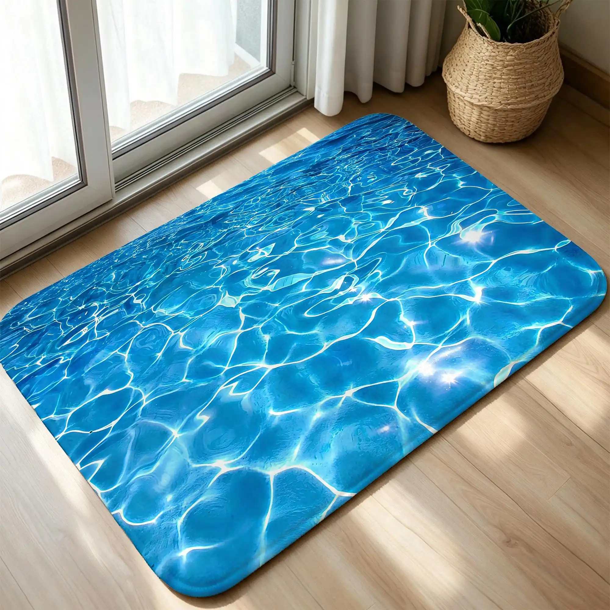Sunny Swimming Pool Welcome Rug Clear Ripples Area Rug Blue Water Doormat Winter Floor Mat Bedroom Cloakroom Balcony Home Pad