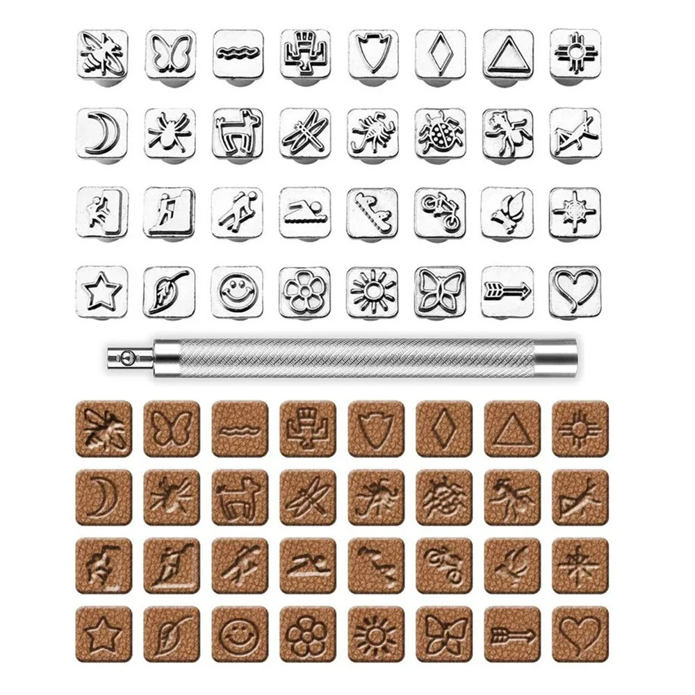 Leather Stamping Kit,32pcs Animal Plant Pattern Carving Craft Stamps,Leathercraft Punch DIY Tool for Belt Bag Hat Shoes Marking