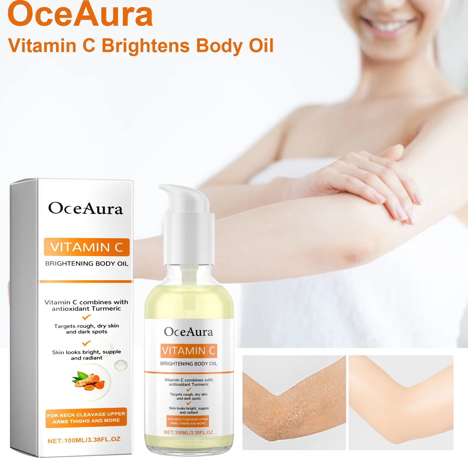 OceAura Vitamin C Brightening Body Oil for Autumn Moisturizing Repairing Dry Skin Radiating and Beautifying Skin, Body Care Oil