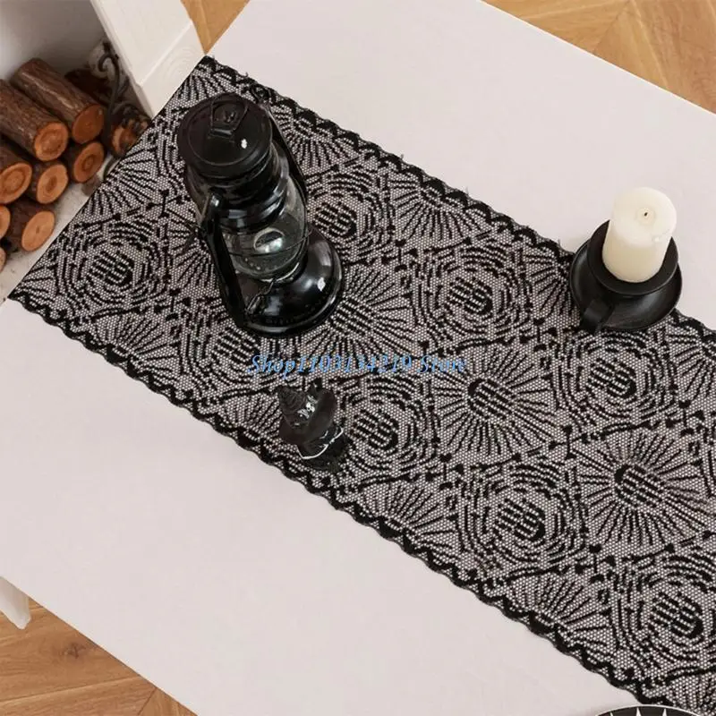 N5KC Halloweens Polyester Tablecloth Sheer Gothics Designs Multipurpose Decoration