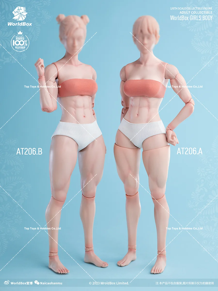 Worldbox AT206 1/6 หญิงกล้ามเนื้อ Body Strong ไขมันขา 27 ซม.ซีด/Light Tan Skin Action Figure พร้อมแขนเปลี่ยนได้