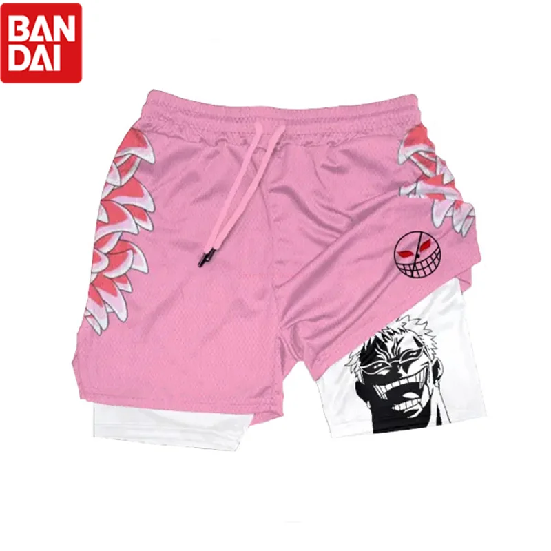 One Piece Anime Gym Shorts Men Women Summer Print Luffy Doflamingo Fitness Running Workout Mesh Quick Dry Sports Shorts Gift