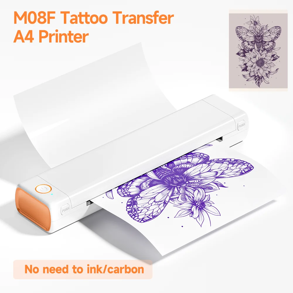 Wireless Digital Thermal Printer - Phomemo M08F A4 Printer for Tattoo Transfer Stencils Printer, Compatible with Smartphone & PC