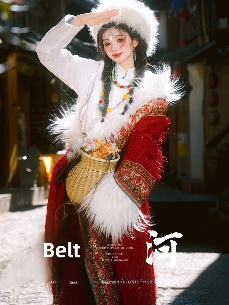 

Новый этнический тибетский костюм для женщин: модная одежда для фотосессий и путешествий, традиционная тибетская одежда для молодых девушек, портретный образ