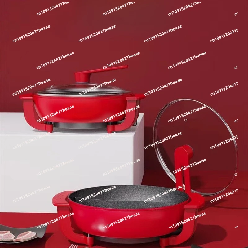 Suitable for multi-functional square pot electric baking pan household rinsing,  frying integrated non-stick electric hot pot