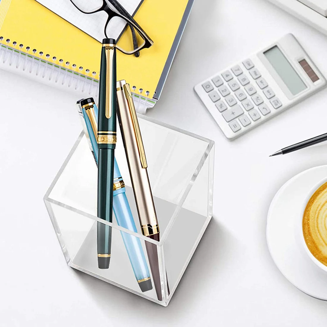 Acrylic Pen Holder is Suitable for Desk Transparent Pencil Storage Bag Pen Holder Storage Office Stationery Storage Box