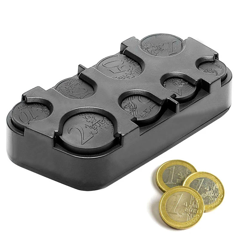 Car Coins Case Storage Euro Coin Box Holder Money Container Organizer Rolls Plastic Pocket Telescopic Dash