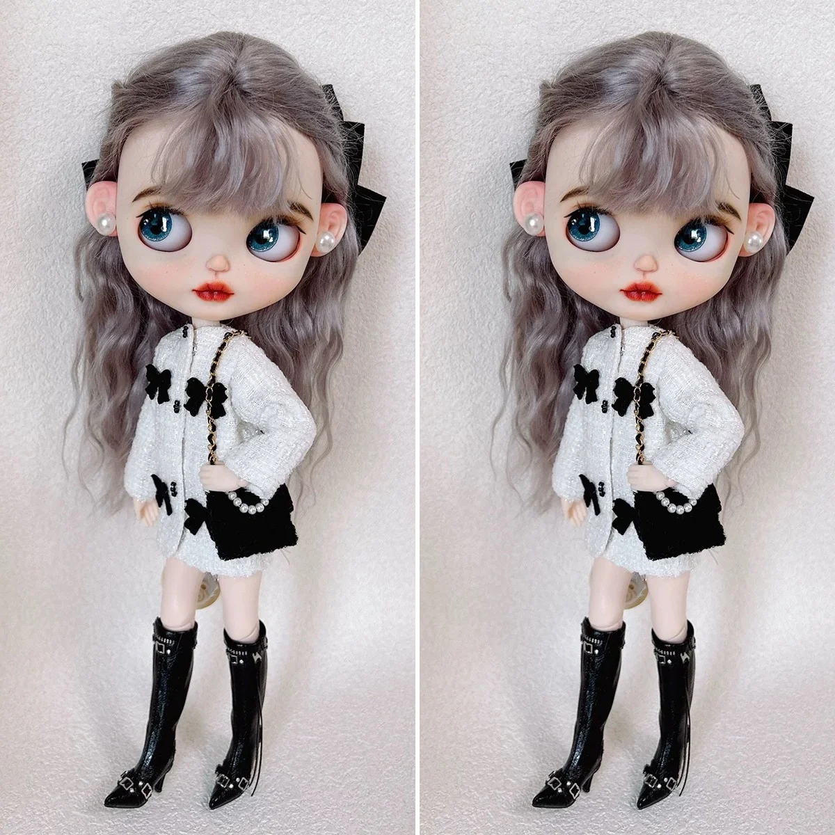 

ICY DBS Blyth Doll Clothe Original Design Fashion Bow Little Fragrance Jacket For 19 Joints OB24 Azone Doll Daily DIY Dress Up