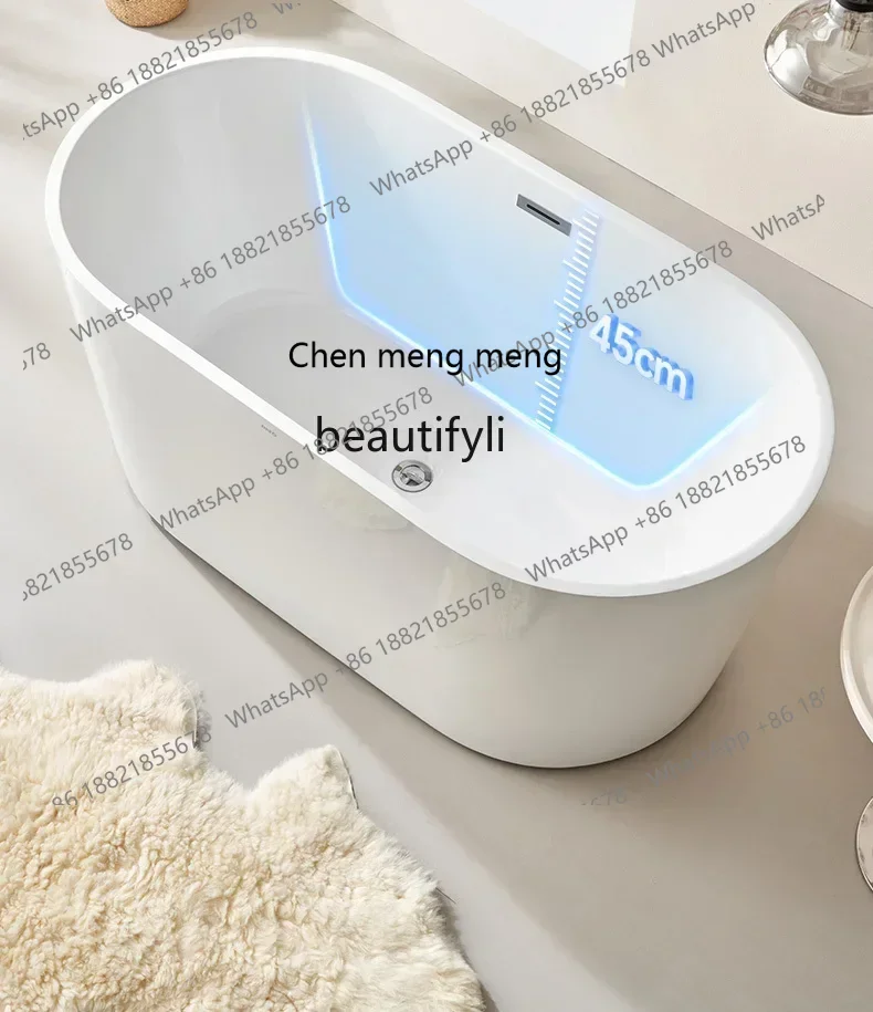 

xx1Household Small Apartment Oval Bathtub Thin Edge Acrylic Double Sitting Independent Movable Bath Tub