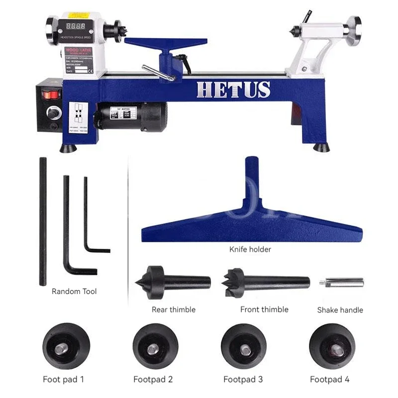 8Inch Mini Woodworking Lathe Small Diy Pen-Making Multi-Function Micro Household Wood Turning Spinning Machine Digital Display