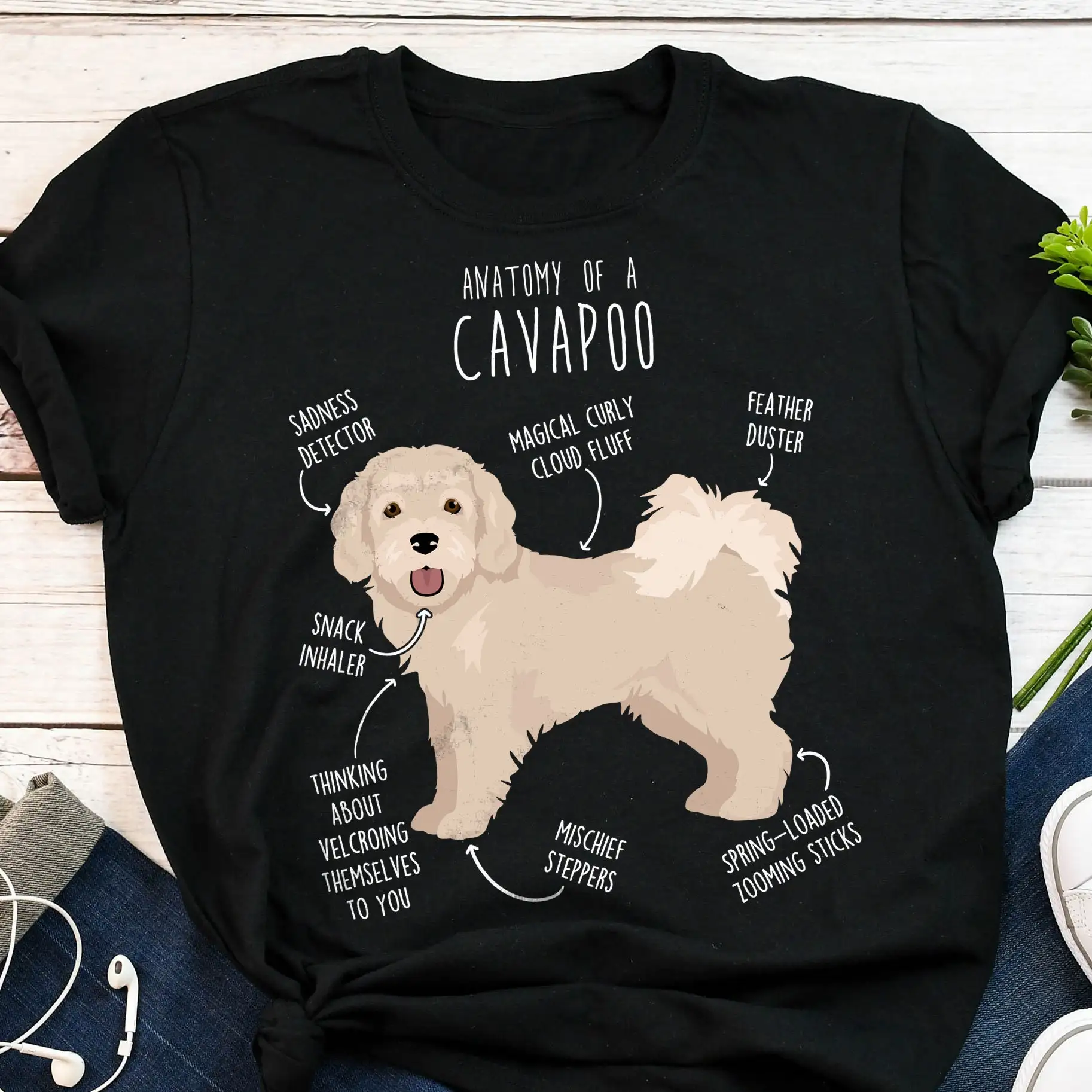 Cavapoo T Shirt Funny Cream Dog Lover Cute White Cavoodle Doodle Poodle Mix Cross Pet Mom Dad