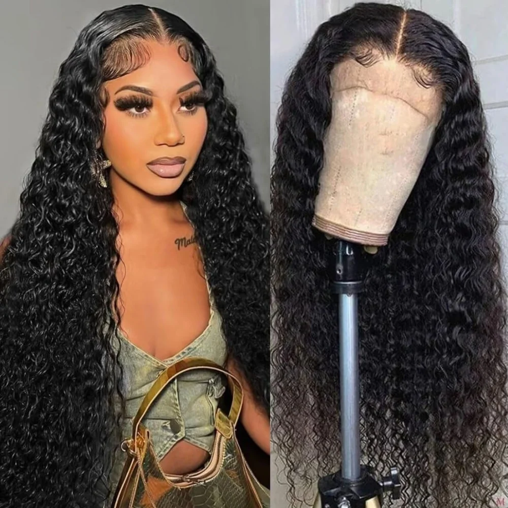 

40 Inch Water Wave Lace Frontal Wigs Human Hair 13x4 Transparent Lace Front Wig Human Hair Virgin Hair Natural Color Wigs