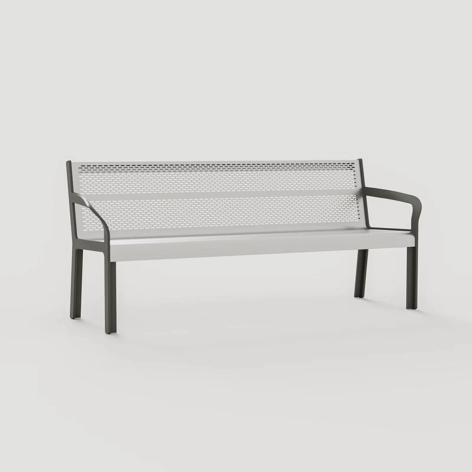 Durable Outdoor Recreation Bench Rust Proof Metal Construction Powder Coated Breathable Mesh Seat for Playground Sport Court