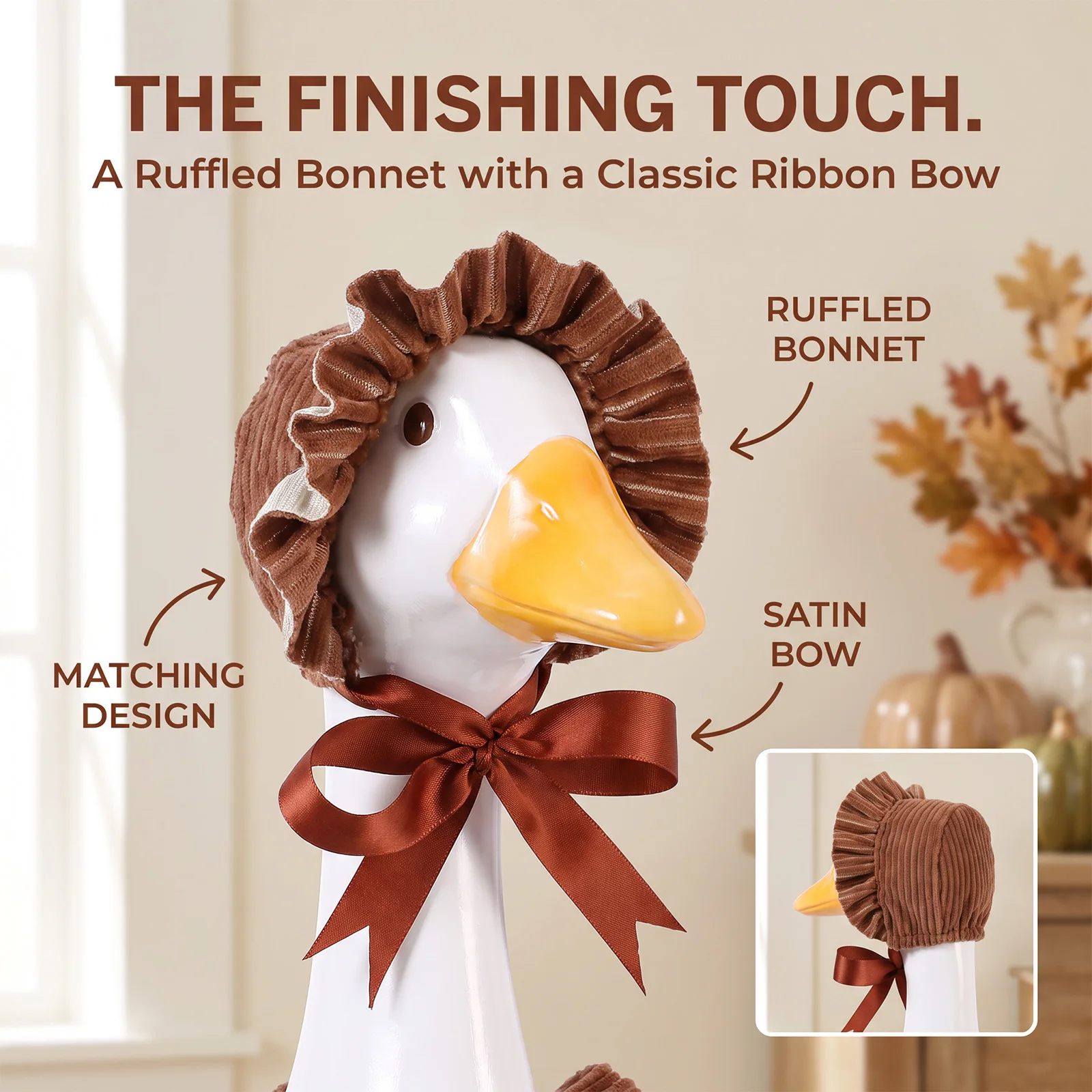 23 Inch Rugby Themed Porch Goose Outfit Football Goose Statue Clothes Game Day Look Goose Costume for Patio Garden Party Decor