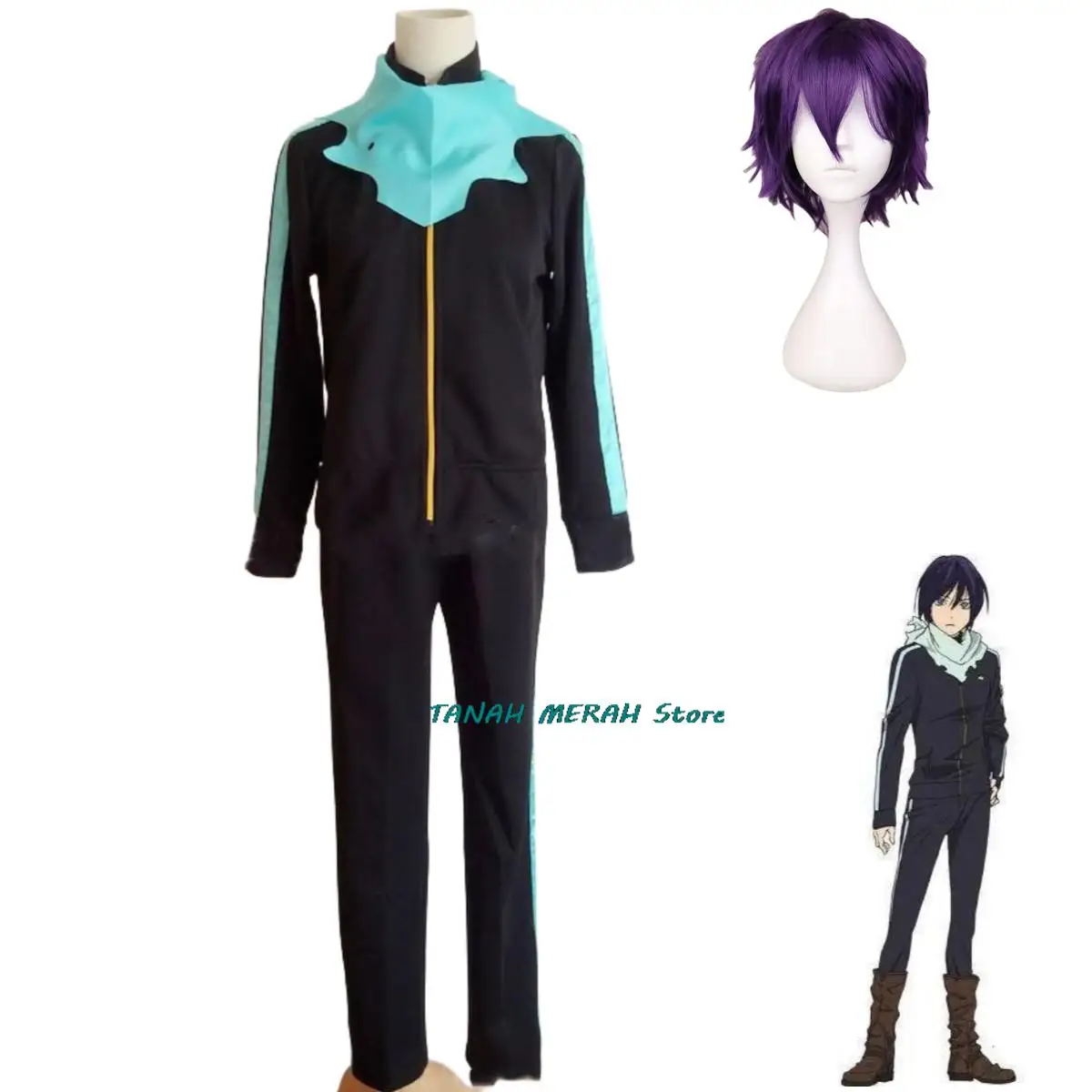 Anime Noragami Yato Cosplay Costume Stray God Purple Wig Sports Clothes Set Uniform Adult Man Woman Halloween Carnival Suit