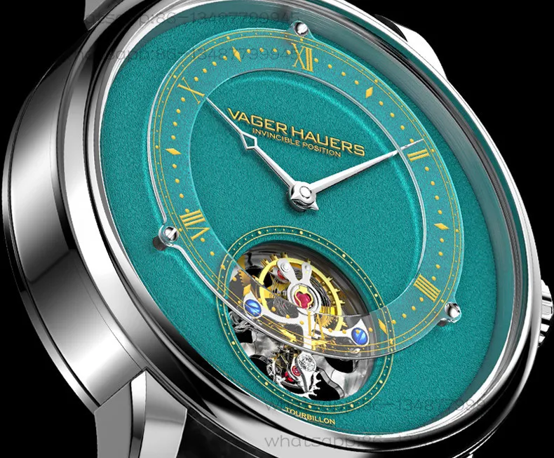 

37Mm Two-pin and Half-small Dial Men's Watch, Vijay Howz Men's Mechanical Watch Tourbillon Hollow Leather Waterproof Men's Watch