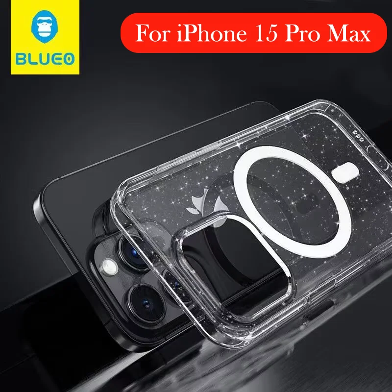 

Магнитный чехол Blueo для iPhone 15 Pro Max, задняя крышка с беспроводной зарядкой для iPhone 15 Pro Max