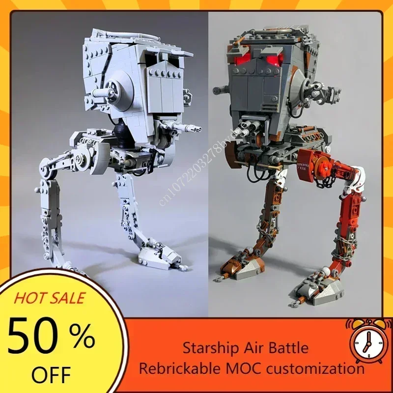 

MOC Space Battle Series AT-ST Laser Cannon Robot & AAT-ST Raider Model Custom Puzzle Technology DIY Assembly Toys Gifts