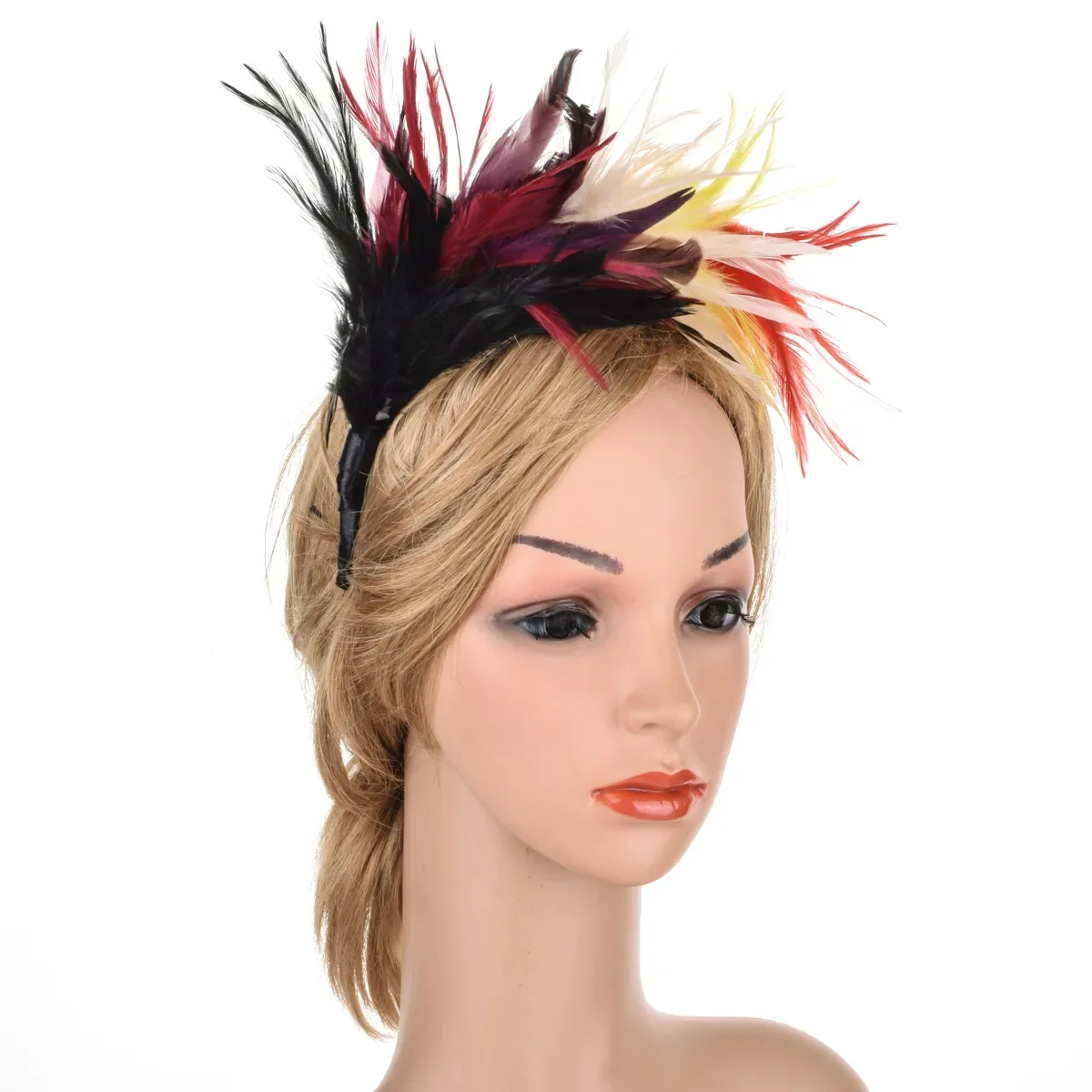 Bridal Head Flower Hair Ornament European and American Horse Racing Ball Feather Headdress Hairpin Headband