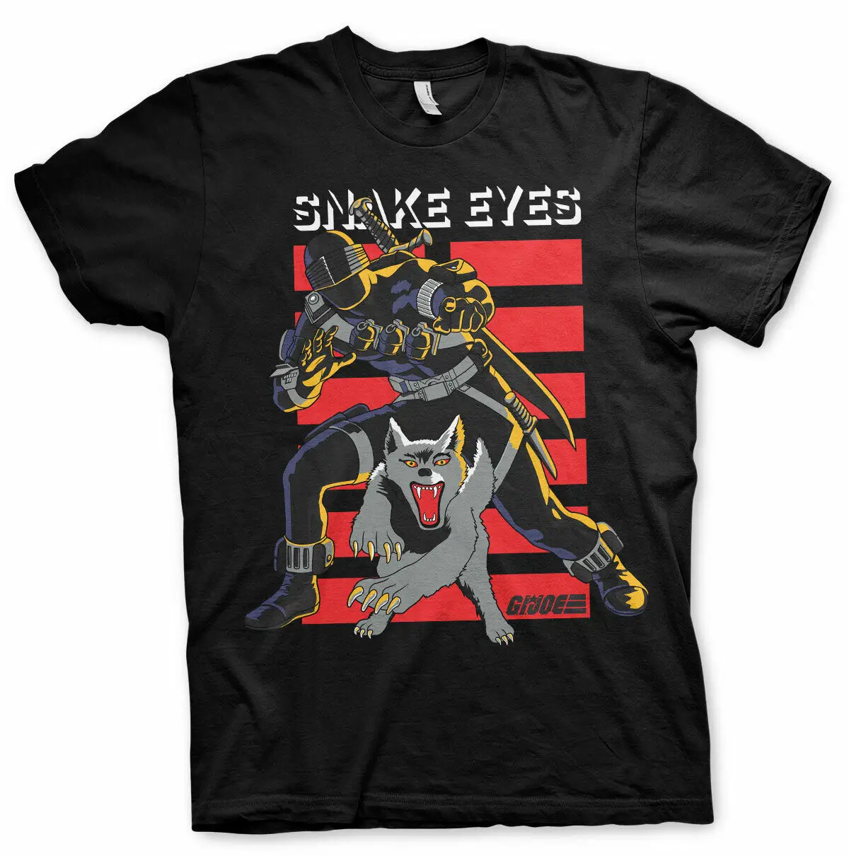 Official G I Joe Snake Eyes And Timber Distressed Print Black T Shirt