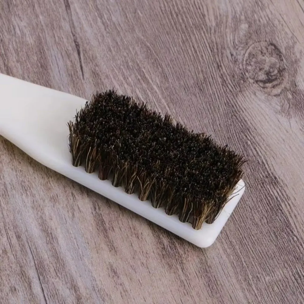Natural Boar Hair Shoe Brush Interior Cleaning Long Handle Car Interior Brush Soft Bristle Car Cleaning Brush Detailing Tool