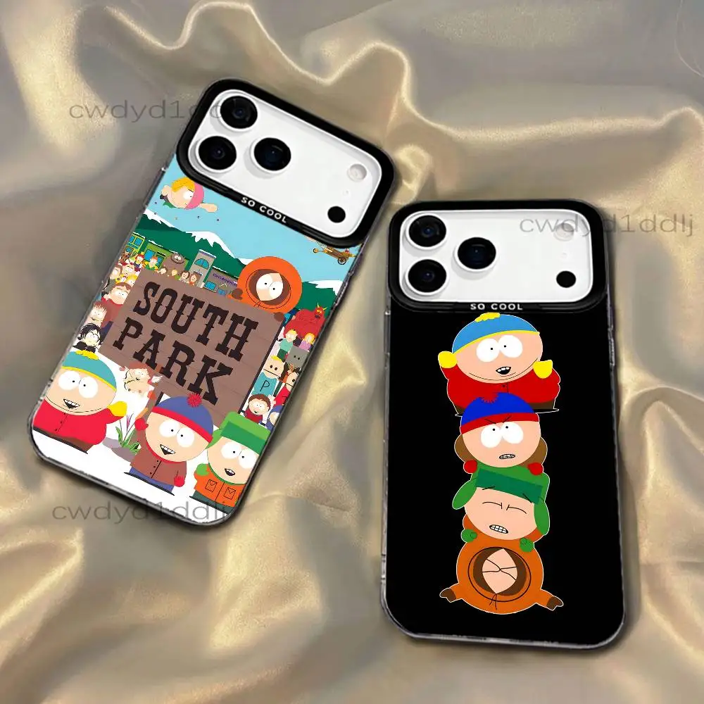 

S-South Cartoon Park For iPhone 17,16,15,14,13,12,X,8,Pro,Max,Plus,SE4,Air,Mini Black IMD Matte Case