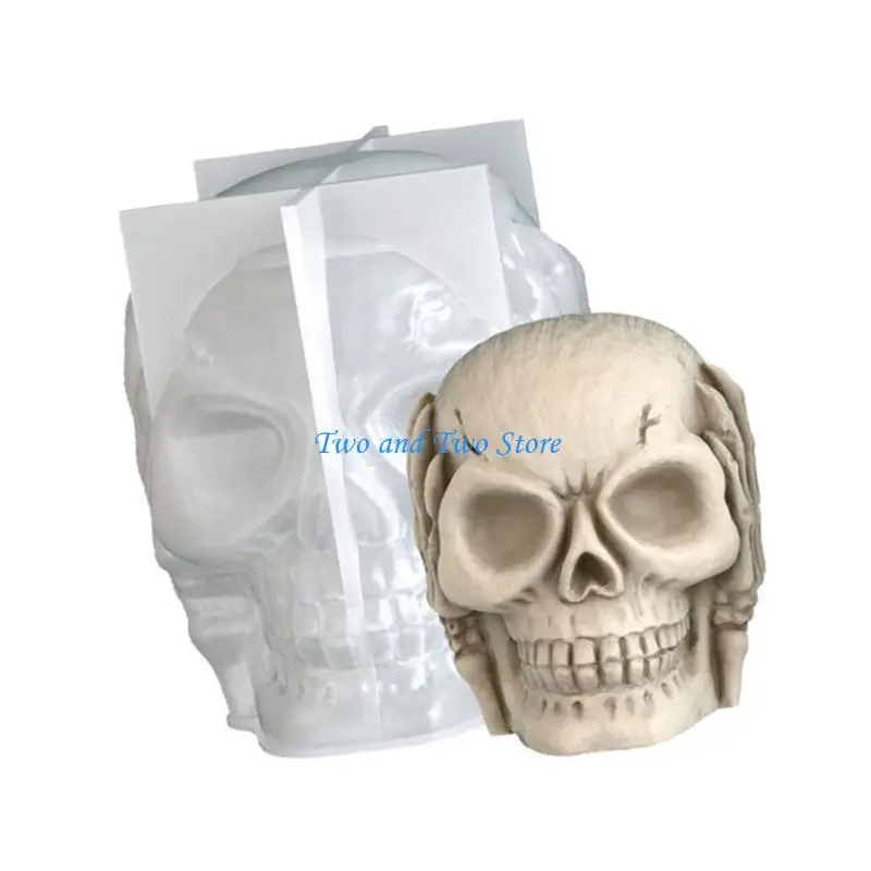 HX6F Skull Craft Mold DIY Resin Making Halloween Decors Silicone Art Tool