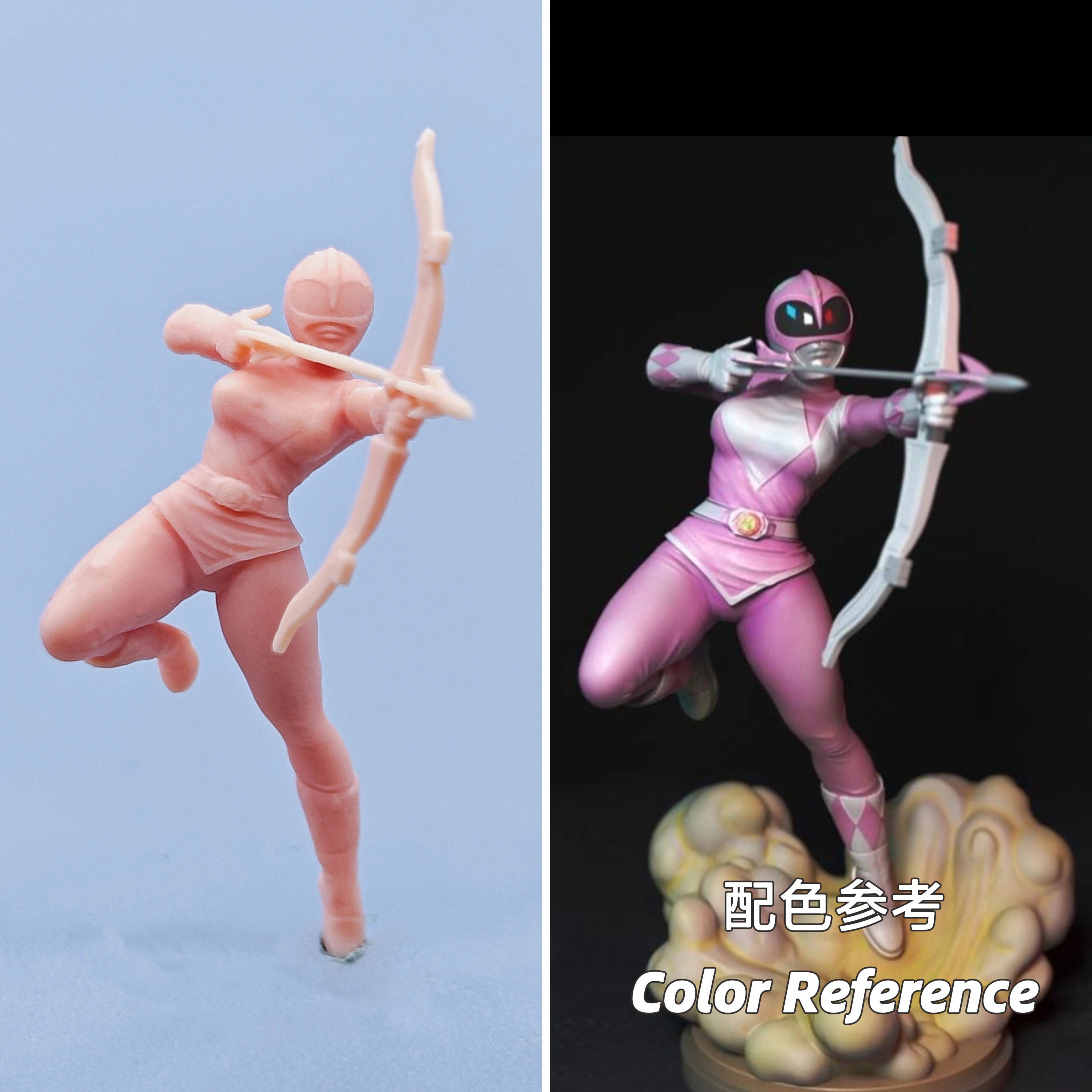 

1/64 Figurines Scale Model Resin Pink Warrior Pulls Bow and Shoots Arrows Uncolored Miniatures Diorama Hand-painted D605