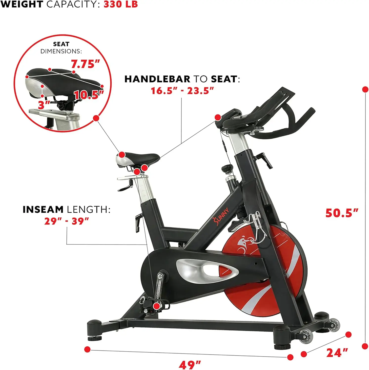 Sunny Health & Fitness Evolution Pro Bicicleta de ciclismo com tração magnética para exercícios internos